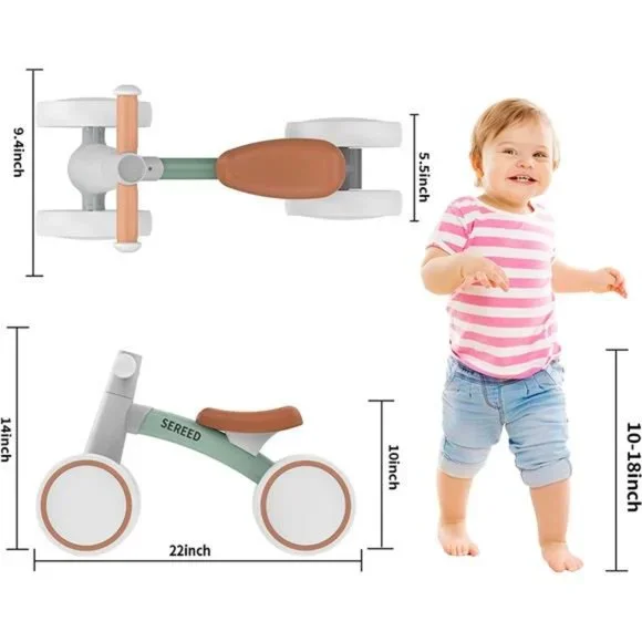 SEREED Baby Balance Bike for 1 Year Old ,Toddler Balance Bike, 4 Wheels